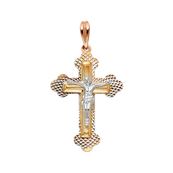 TGDJ Other - 14K Tri Color Religious Crucifix Pendant